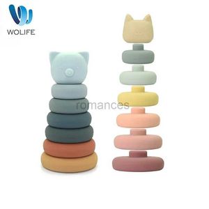 Sorting Nesting Stacking toys 1 set of baby silicone stacking blocks free bisphenol A Montessori educational for children cartoon building 24323