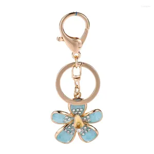 Keychains Cherry Blossoms Keychain Flower Pendant Keyring For Women Men Car Key Holder Gift