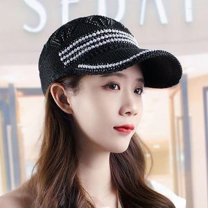 Ball Caps Women's Hat Heavy Industry Handmade Bead Knitted Baseball Cap Spring And Summer Sun Shade Breathable Comfortable