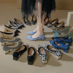 Pompe Donne scarpe da donna in moda multicolore con tacchi alti puntati a maglia morbida in lattice traspirante sudore che assorbente sola in gomma non slip Nuova 23 23