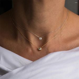 Collana con catene sul collo Ciondolo in acciaio inossidabile con strass color oro Ciondolo 12 pietre portafortuna per gioielli da donna 2024