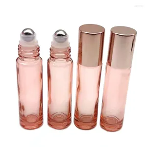 Lagerung Flaschen 30 stücke 10 ml Rosa Farbe Dicke Glas Rolle Auf Ätherisches Öl Leere Parfüm Flasche Roller Ball Für reise