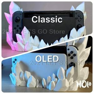 Stands nyaste Nintend Switch / OLED White Crystal Decor Stand 3D Printing Cool Look för Nintendo Switch / OLED Dock Game Accessories