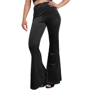 Pantaloni da donna in velluto svasato moda tinta unita slim fit pantaloni a zampa d'elefante femminile a vita alta bootcut streetwear