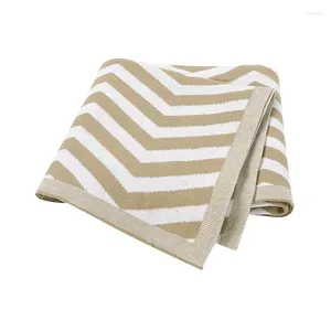 Одеяла детские вязаные модные полосатые постельные принадлежности для новорожденных одеяло для маленьких мальчиков и девочек коляска пеленать мягкий хлопковый чехол для сна