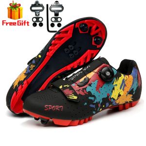 Skor 2022 Cykelskor MTB Bike Sneakers Cleat Nonslip Men's Mountain Cyklingskor Cykelskor Spd Road Footwear Speed ​​Man Shoes Shoes