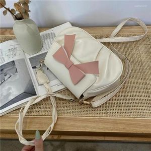 School Bags Women's Autumn Temperament Fashion Versatile Foreign Flavour Age Reduction Contrast Bow Fold Single Shoulder/Crossbody