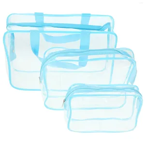 Storage Boxes 3 Pcs Travel Essentials For Women Airplane Makeup Organizer Bag Toiletries Clear Pouch