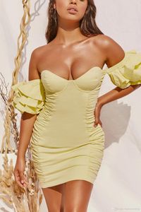 2020 Ny kjol med hängslen Summer Ruffled Sexy Women's Dress med skinkan och Lotus Leaf Sleeve Dress 005