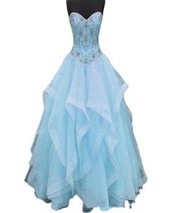 2019 Organza Ruffles Sweetheart Ball Gown Quinceanera Dresses Beaded Sweet 16 Year Prom Party Gown Vestidos De 15 Anos QC13843053005