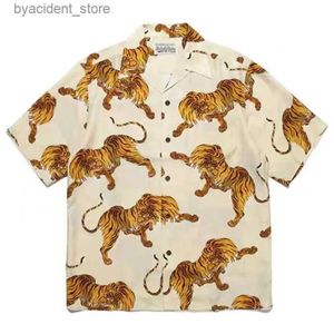 Camicie casual maschile estate nuove tops wacko maria 1 1 tigre di alta qualità totem stampare camicia a maniche corte hawaiane da donna da donna per leisure bavaglio l240320