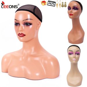 Stands Wig Display Mannequin Head With Non Slip Cap 18" Female Life Size Manikin Head For Wigs, Hats, Sunglasses Jewelry Display