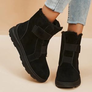 Boots 2023 New Dark Black Snow Boots Women Faux Suede Long Plush Boots Boots Woman Super Super 43 Winter Shiceen Purbed Pated Botas Mujer