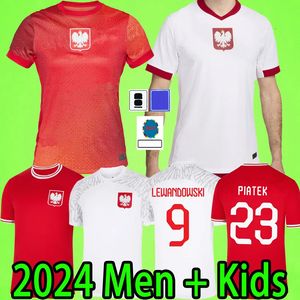 Polônia 2024 Lewandowski Soccer Jerseys Men Kit Kit Polonia 2025 Zielinski Milik Zalewski Szymanski Camisa de futebol polonesa Polen Uniform Boy 24 25 Pologne Bednarek