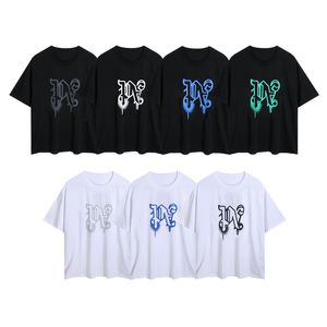 24SS European och American Summer New Loose Men's and Women's T-shirt Graffiti Letter Tryck Rundhals Korta ärmar S-XXL.