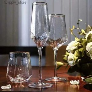 Vinglas med diamant rött vinglasskopp högklassig ins stil kristallglaskoppar vintage vinglasglasögon vinglasglas för champagne dricka l240323