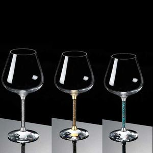 Bicchieri da vino Bicchiere di cristallo senza piombo da 600 ml Bicchiere da vino rosso bordeaux con diamanti Bicchiere da pancia grande nordico di grande capacità trasparente di lusso in foglia oro L240323