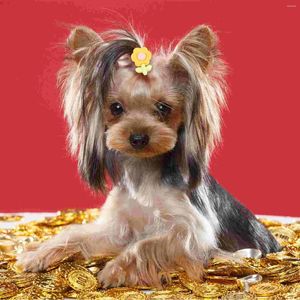 Cão vestuário 10 pçs pet borracha banda laços de cabelo para cães meninas filhote de cachorro pequeno banheiro decorações acessórios náilon festa hairbands