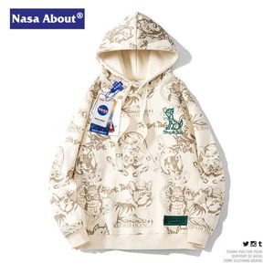 Pullover con cappuccio con marchio Nasa Co Cappotto alla moda da uomo primavera e autunno di marca di moda allentata Hip Hop Top Instagram