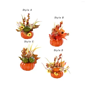 Decorative Flowers Artificial Pumpkin Flower Floral Arrangement Party Decor Centerpieces For DIY Crafts Halloween Porch Desk Ornaments