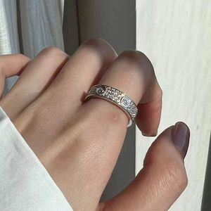 Luxury designer ring thin nail ring top grade men and women diamond ring electroplated 18k classic high end silver gold rose gold box Formal Events