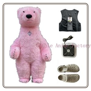 Mascot Costumes New 3M Pink Iatable Lovely Giant Polar Bear Adult Long Fur Mascot Carnival Costume