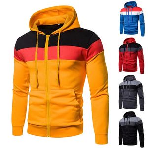 Mens Zipper Hooded Tracksuit Högkvalitativ Herr Lossa Sweatshirt Sweatpants Cotton Tricolor Blazer 240315