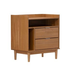 Walker Edison Blythe Mid Century Modern Tray Top Storage Nightstand, 25 Inch, Caramel