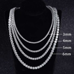 Venda quente masculino feminino moissanite diamante colar 3mm-6mm 14k corrente de tênis de ouro branco