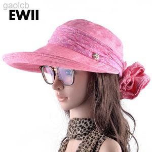 قبعات حافة واسعة دلو نساء مبطنة شمس القبعة النسائية الصيف UV مقاومة دلو البني دلاء قابلة للطي 24323