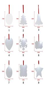 UPS Sublimation Blank Christmas Ornament DoubleSided Xmas Tree Pendant Multi Shape Aluminum Plate Metal Hanging Tag Holidays Deco6422180