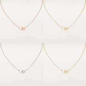 Ny klassisk design dubbel loop charms hänge kärlek halsband för kvinnor flickor 316l titanium stål bröllop smycken krage collr 2024