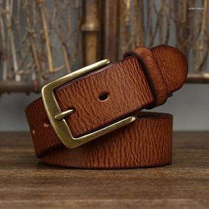Belts 3.8CM Thick Cowhide Copper Buckle Genuine Leather Casual Jeans Belt Men High Quality Retro Luxury Male Strap Cintos Designer