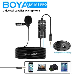 Microphones Boya BYM1 Pro 6M Clipon Condenser Lavalier Lapel Microphone For PC Mobile Android DSLRS iPhone Streaming YouTube Microphone