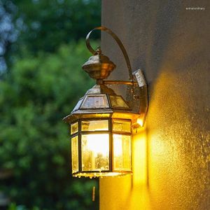 Vägglampa Vattentät LED -villa balkonggång Corridor Courtyard Gold Copper Vintage Porch Outdoor