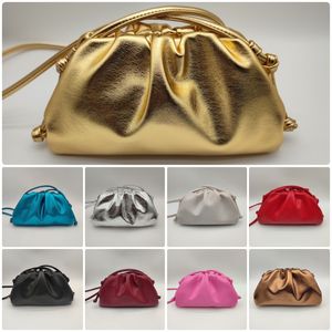 Designer-Mini-Clutch aus weichem Schafsleder mit rundem Boden für Teenager, volle Farbpalette, modische Plissee-Tasche für Damen, Knödeltasche