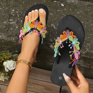 Tofflor kvinnors sandaler storlek 11 breda kvinnor skor tjock sulad kil häl flip flops fashionabla en fot strand kvinnor dusch