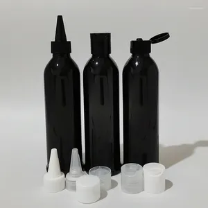 Bottiglie di stoccaggio 20 pezzi 250 ml Vuote in plastica nera con tappo a disco Bocca a punta per gel doccia Shampoo Imballaggio cosmetico
