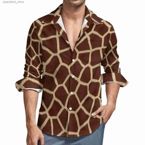 Мужские повседневные рубашки коричневая рубашка жираф