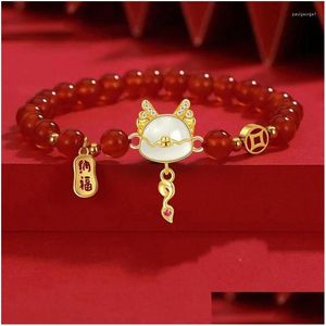 Beaded Strand 2024 Chinese Year Of The Dragon Bracelets For Women Lucky Red Animal Handmade Friendship Blessing Jewelry Gifts Drop Del Otl40