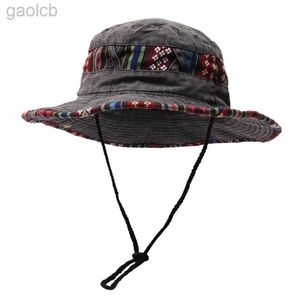 Chapéus de aba larga Chapéus de balde Retro escovado chapéu de pescador homens e mulheres lavagem ao ar livre à prova de sol chapéu de pesca chapéu de cowboy ocidental maré caminhadas grande calibre 24323