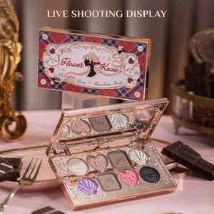 Flower Knows Chocolate Wondershop Eyeshadow Palette 8Color Eye Makeup Cosmetics 240318