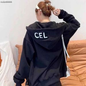 E Women Sweater Jimo Hoodie Trendy Brand Winter CE Minimalist Letter Hooded Casual Loose Couple Zippered Plush Jacket