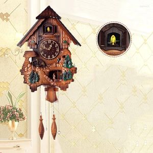 Wall Clocks Retro Cuckoo Music Clock Creative Fashion Living Room Quartz Timekeeping Mute Bird Decorative Watch