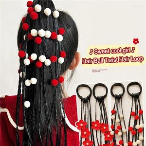 Hair Accessories Cute Girls Wigs Ponytail Headbands Kid Elastic Spot Flower Band Simple Rubber Twist Braid Rope Headdress
