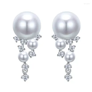 Kolczyki stadnonowe Springlady Classic 925 Sterling Srebrny 10 mm Pearl Pearl High Carbon Diamond Kamień From Wedding zaręczynowy