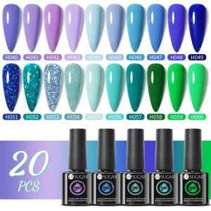 キットウルシュガー7ml 20/12/10pcsジェルマニキュアセット春夏カラフルなグリッターUV LEDジェルワニスグラスプラスチックボトルマニキュア