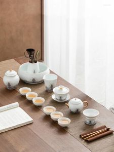 Teaware set Kungfu Tea Set Modern Luxury Present Box Office Ceramic Chinese Cooking Pots Juego de Te Hushållsprodukter