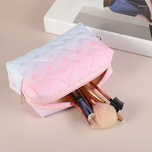 Cosmetic Bags Travel Cosmetics Bag Large Capacity Makeup Pouch Student Pencil Case Organizer Heart Pattern PU Waterproof