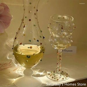 Wine Glasses Gem Glass Goblet Cup Luxurious Creative Cocktail Tall High Borosilicate Korean Ins Style Ice Cream